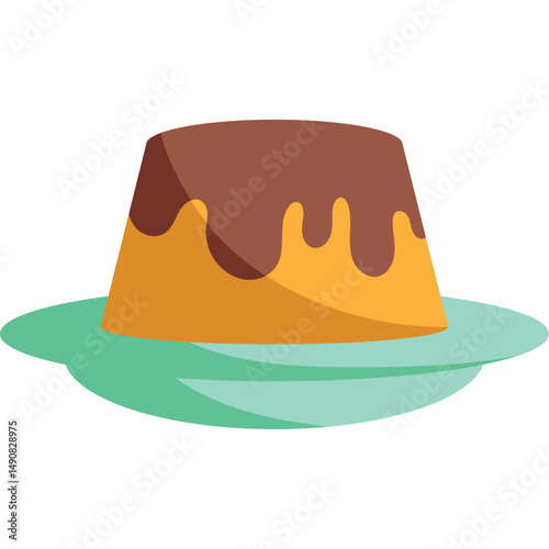 Delicious Flat Style Flan Dessert Illustration