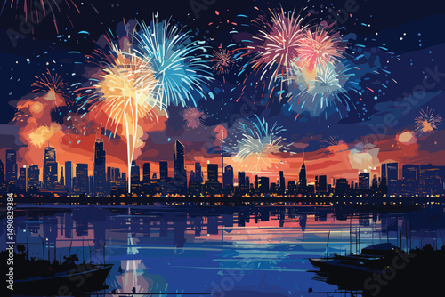 Digitally generated cityscape background with cityscape