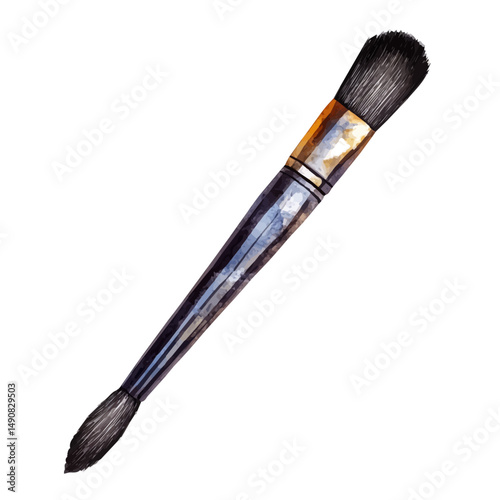 Mongolian Yak Hair Brush For Thangka Painting, watercolor drawing vector, high quality, isolated on a white background.