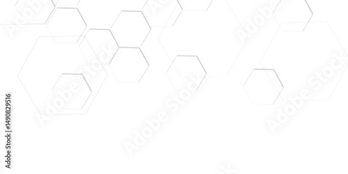 Abstract  white hexagons with subtle shadows, clean, modern background featuring a repeating pattern creating a three dimensional effect. 