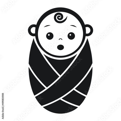 Swaddled baby simple vector icon