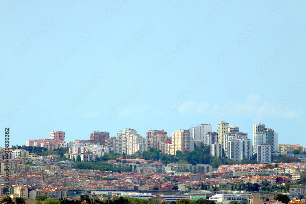 Obraz premium View over buildings and skyscrapers.