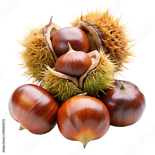 chestnuts isolated on white background. PNG Transparent file type with high definition quality And vibrant color grading Available.
