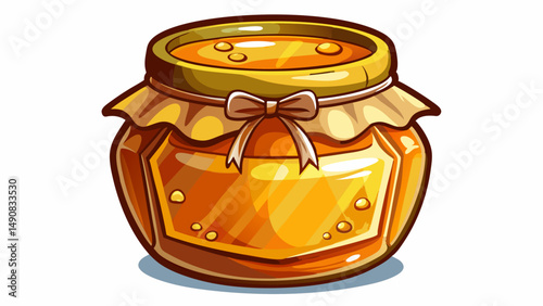 glass jar with honey isolated on white background.