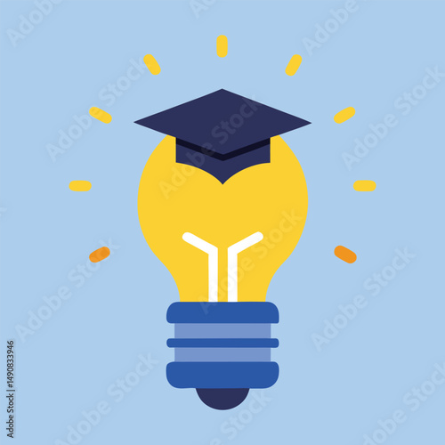 light bulb icon vector  Education logo with toga hat