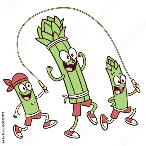 Asparagus Brothers Skipping Rope, Sporty Style. Perfect for: Sports Festivals, Healthy Living Events, Community Gatherings