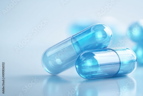 3d rendering showcases modern pharmaceutical drugs stacked with transparent blue capsules symbolizing advanced healthcare