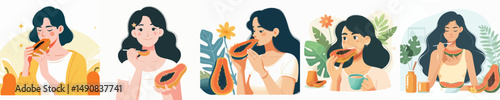 vector of a young man eating bread