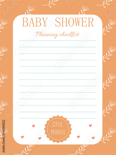 a cute baby to-do list for a newborn baby shower in a delicate pastel color