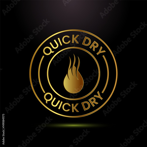 Quick dry icon design illustration. Fast dry cleaning service sign symbol in gold color style