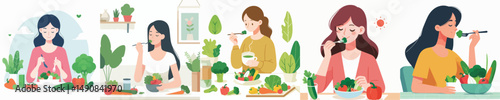 vector of a young man eating bread