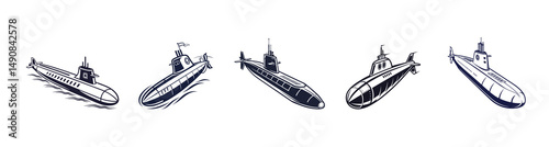 Submarine  vector art illustration.  submarine Silhouettes vector art illustration. Submarine logo icon vector.