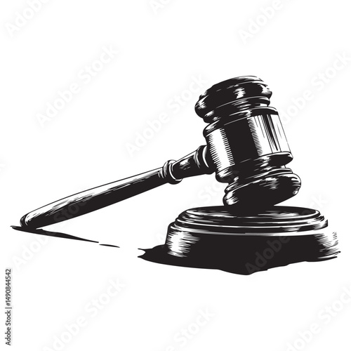 Judge gavel line art silhouette vector illustration, Judge gavel icon