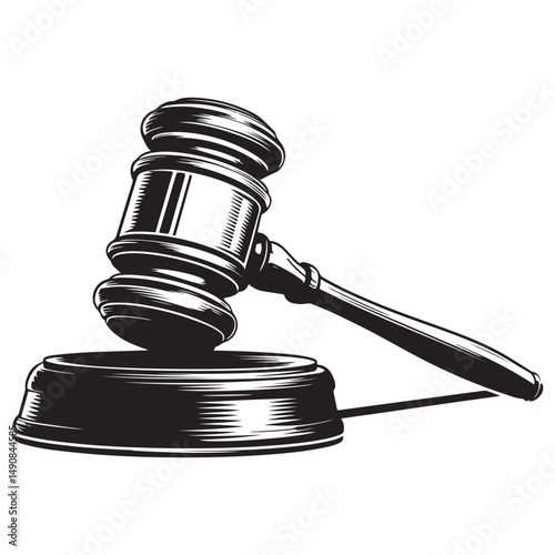 Judge gavel line art silhouette vector illustration, Judge gavel icon