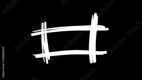 Hand Drawn Square Highlight Animation. Pencil Or Charcoal Style. No Background, Alpha Channel. 4K. Frame By Frame. Low Frame Rate.