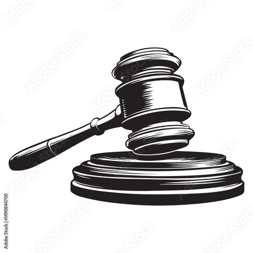 Judge gavel line art silhouette vector illustration, Judge gavel icon