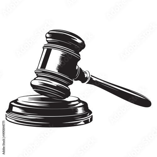 Judge gavel line art silhouette vector illustration, Judge gavel icon