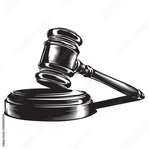 Judge gavel line art silhouette vector illustration, Judge gavel icon