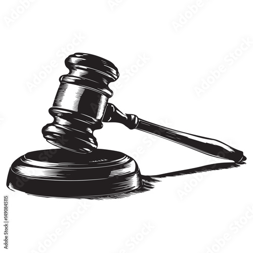 Judge gavel line art silhouette vector illustration, Judge gavel icon