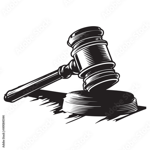 Judge gavel line art silhouette vector illustration, Judge gavel icon