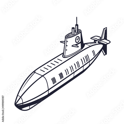 Submarine  vector art illustration.  submarine Silhouettes vector art illustration. Submarine logo icon vector.