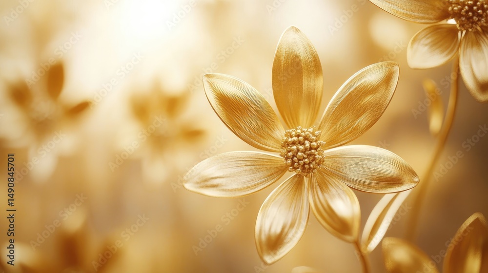 Fototapeta premium Golden flowers in a soft, glowing light.