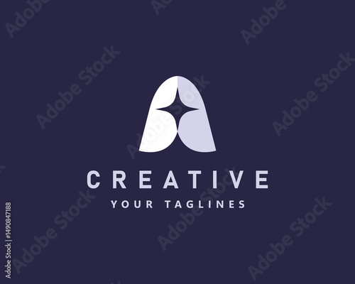 aesthetic star inside the triangle letter a symbol