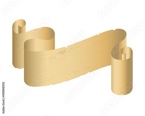 Parchment paper, scroll papyrus, empty frame, blank in cartoon style