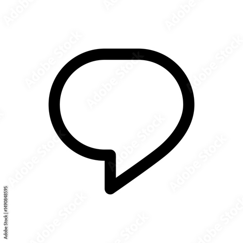 Illustration of a simple black speech bubble with rounded edges on a white background in vector format