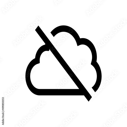 Cloud with a diagonal line through it representing a disabled or unavailable cloud service symbol image