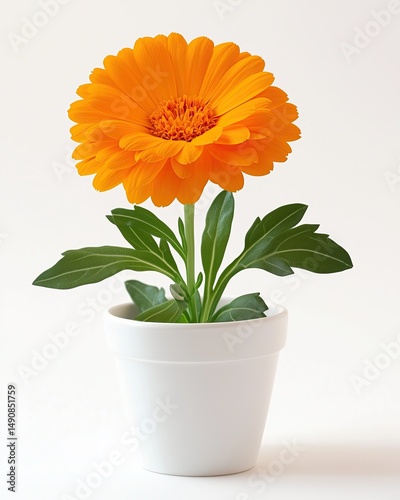 Wallpaper Mural Multicolored marigolds flower in a white pot Torontodigital.ca