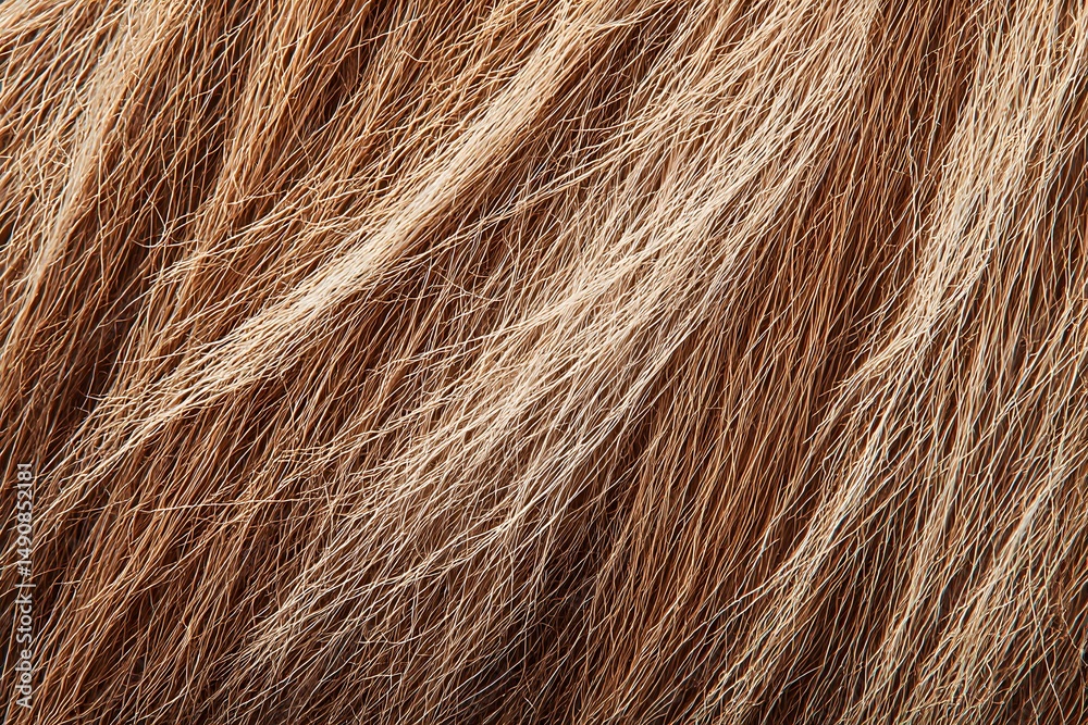 Fototapeta premium Earthy Textures of Fur: A close-up captures the intricate details of soft, layered fur with tones of warm earth, evoking tactile sensation of nature's intricate design.