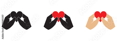 Heart in hand icon, Charity icon. Hand holding heart, love, compassion, giving, support, care, help, charity, kindness, altruism. eps 10