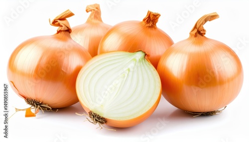 Wallpaper Mural  fresh onions isolated on white background, organic and healthy food, raw vegetable Torontodigital.ca