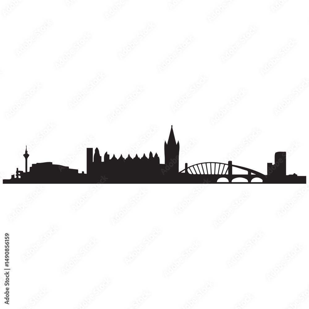 Obraz premium Cardiff skyline horizontal banner. Black of Cardiff, Wales. Vector template for your design. Vector black silhouette. with white background