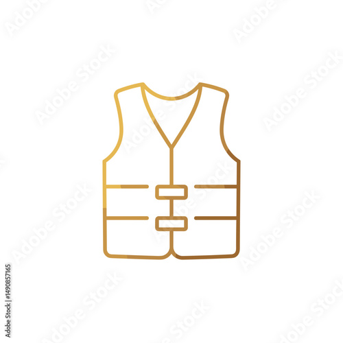 Life jacket illustration in minimalist style with gold outline  