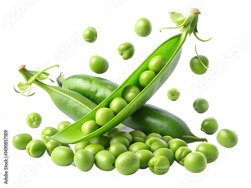 fresh green peas  isolated on white background. PNG Transparent file type with high definition quality And vibrant color grading Available.
