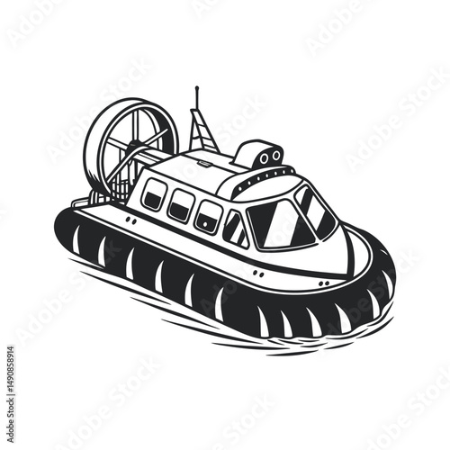 Hovercraft  vector art illustration. Hovercraft Silhouettes vector art illustration. Hovercraft logo icon vector.