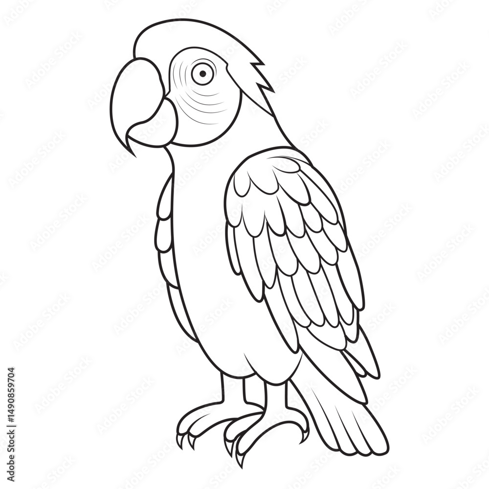 Obraz premium Line Art Parrot vector Illustration 