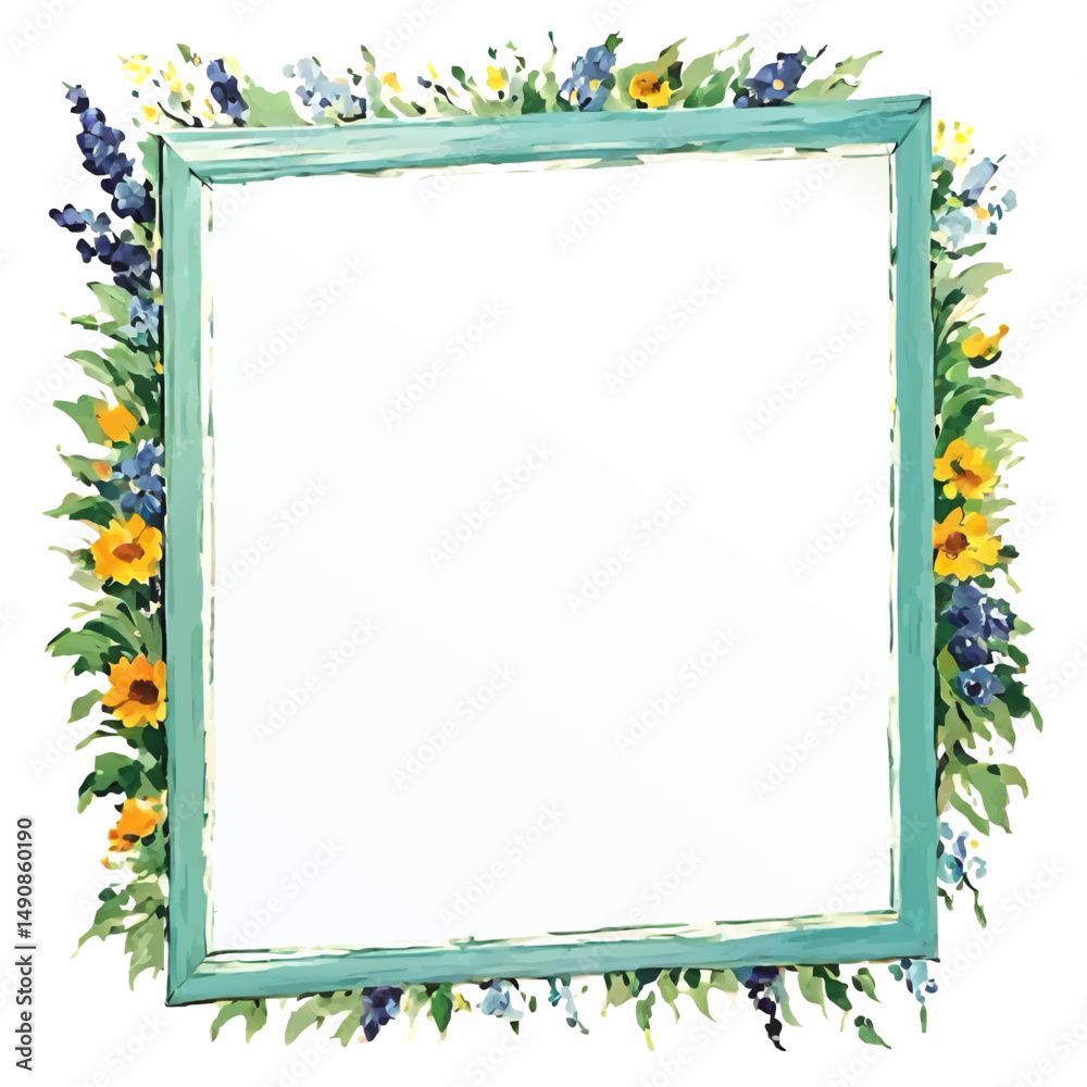 wooden frame pattern with summer flowers vector illustration for insertion wooden frame pattern with summer flowers vector illustration for insertion