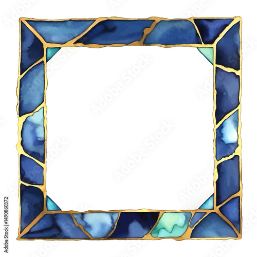 blue glass picture frame vector pattern for insertion