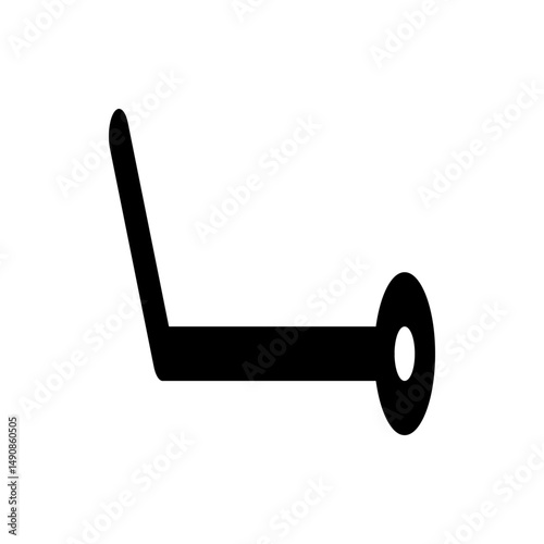 Illustration of a horizontal black line with an angled segment and a circle on the right end side