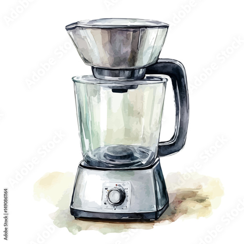 watercolor vector of Modern Blender On A Kitchen Countertop, high quality, isolated on a white background.