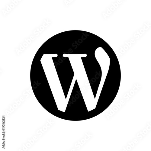 White wordpress logo inside a black circle providing a clean and recognizable brand representation online