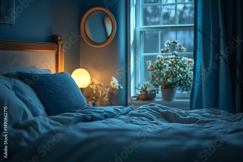 The mirror shadow of the bedroom under the moonlight