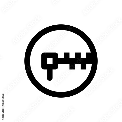 Illustration of a black and white zipper inside a circle, showing the zipper pull and zipper teeth design