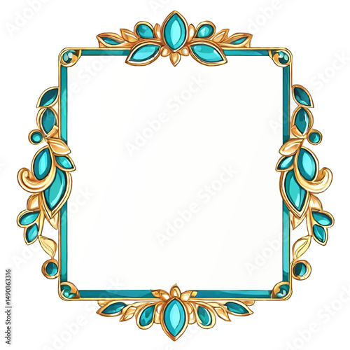 emerald jewels vintage picture frame vector pattern for insertion