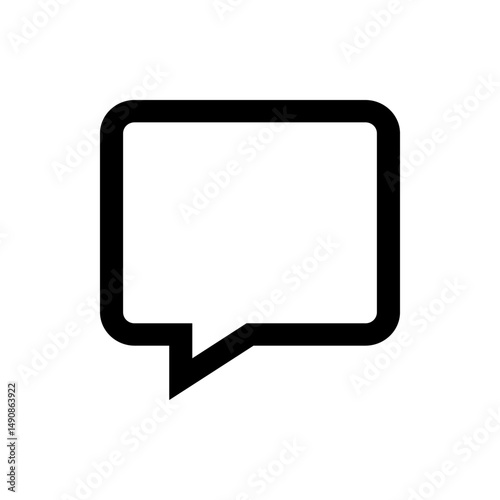 Illustration of a black outlined speech bubble with rounded corners on a white background in simple style