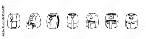 Air fryer set vector art illustration. 