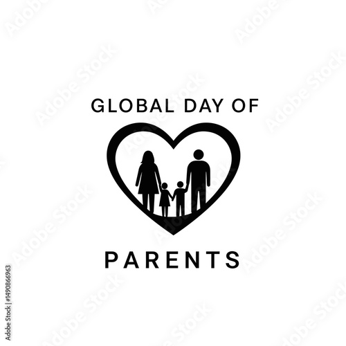 Global day of parents illustration with family inside heart shape on a white background vector art
